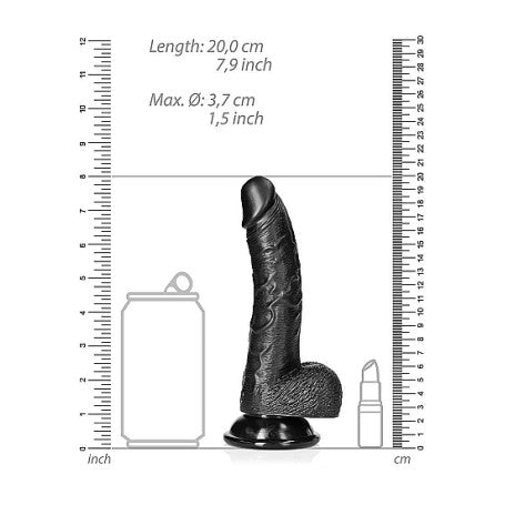 FALLO REALISTICO NERO DILDO WITH BALLS AND SUCTION CUP - 7''/ 18 CM